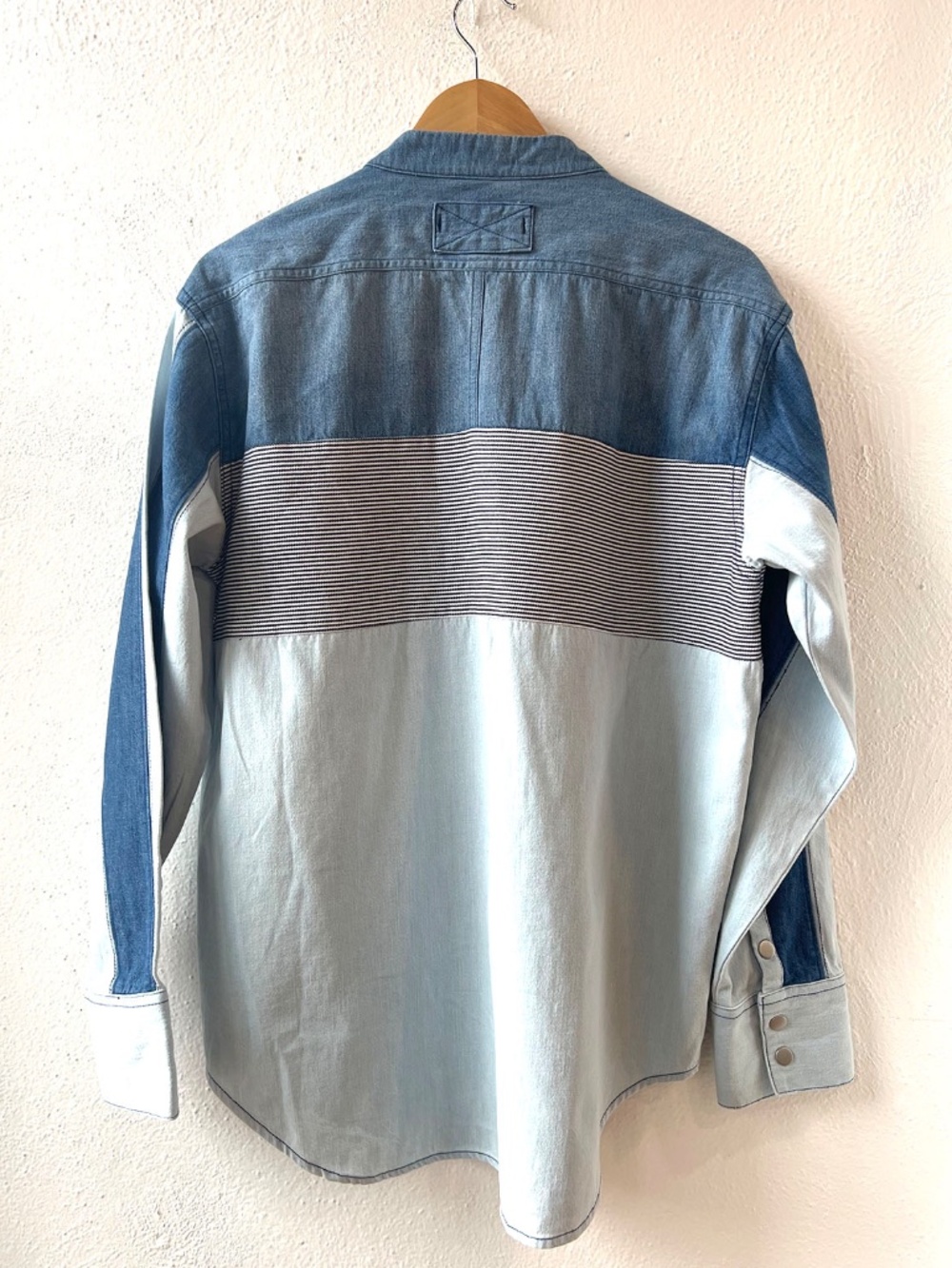 Free People Motto Color Block Shirt Blue Combo Size S NWT - Picture 2 of 9